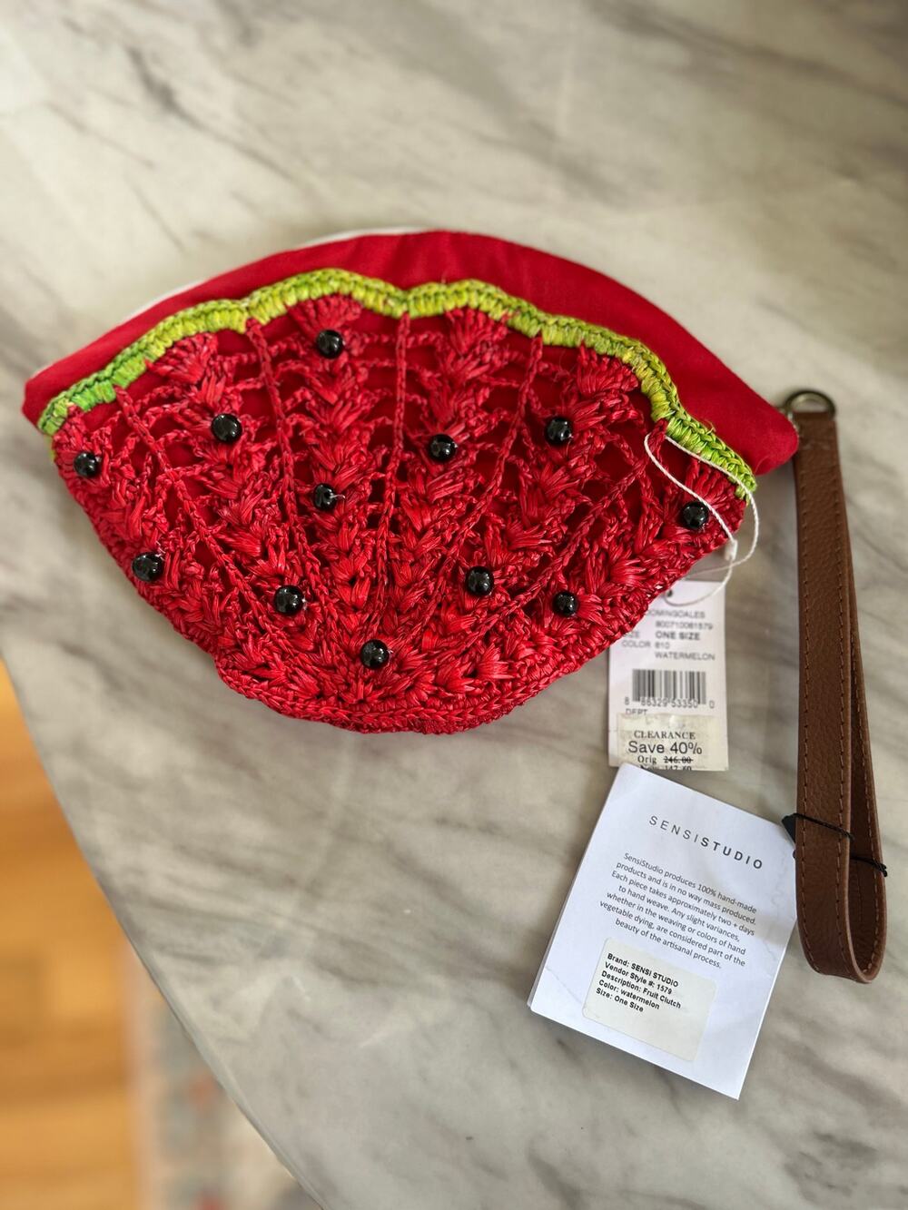 NWT Sensi Studio Beaded Red Watermelon Wristlet